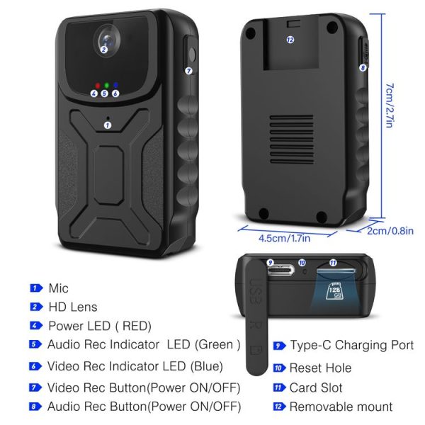 860B 1080P 140 Degree Wide Angle Wearable Portable Mini Camera (Black) - Image 3