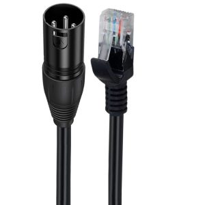 XLR 3 Pin Male to RJ45 Male Network Extension Cable for DMX-CON Controller Series, Length: 30cm (Black)