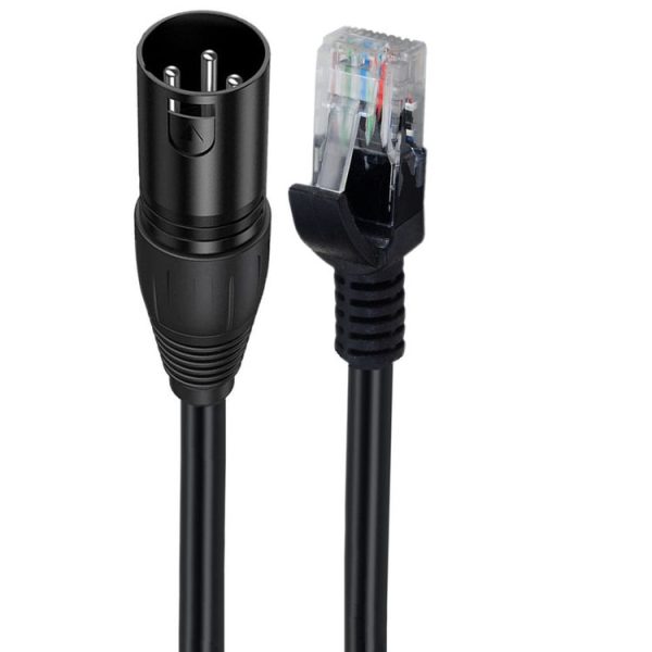 XLR 3 Pin Male to RJ45 Male Network Extension Cable for DMX-CON Controller Series, Length: 30cm (Black)