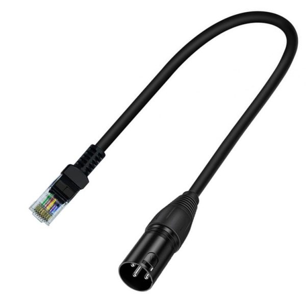 XLR 3 Pin Male to RJ45 Male Network Extension Cable for DMX-CON Controller Series, Length: 30cm (Black) - Image 2
