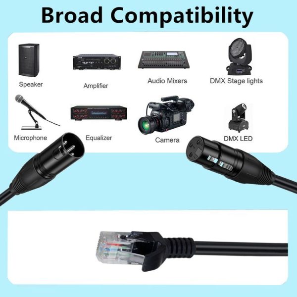 XLR 3 Pin Male to RJ45 Male Network Extension Cable for DMX-CON Controller Series, Length: 30cm (Black) - Image 5