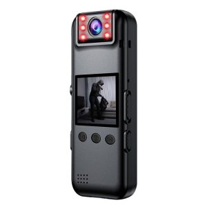 A82 IR Night Vision Rotating Lens 2K HD Video WiFi Recorder with Back Clip (Black)