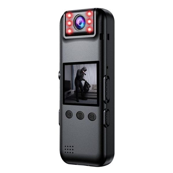 A82 IR Night Vision Rotating Lens 2K HD Video WiFi Recorder with Back Clip (Black)