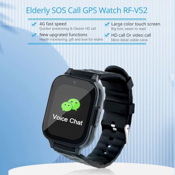 RF-V52-A 1.85 inch Screen GPS Smart Tracker WatchBand Support SOS Call / Health Monitoring For Asia / Europe / Africa / Australia (Black) - Image 4