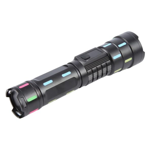 626 White Laser Wick Telescopic Zoom LED Flashlight with Fluorescent Strips (Black) - Image 2