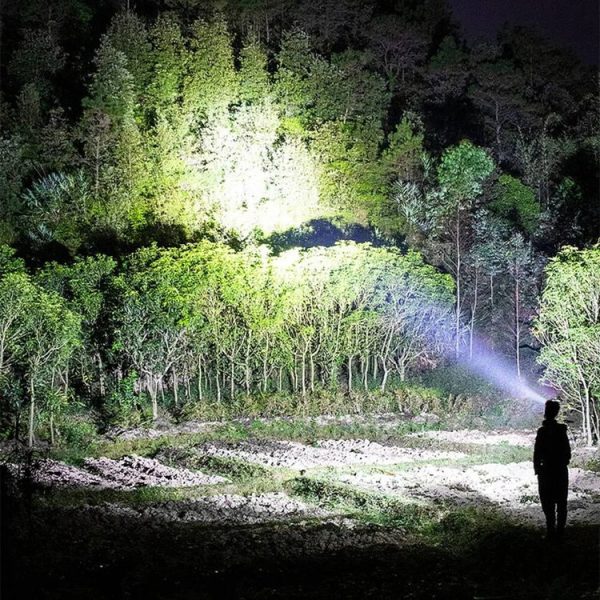 626 White Laser Wick Telescopic Zoom LED Flashlight with Fluorescent Strips (Black) - Image 8