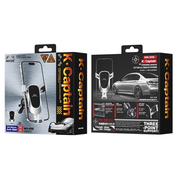 WEKOME WA-S58 K-Captain Metal Car Air Outlet Gravity Holder (Silver) - Image 7