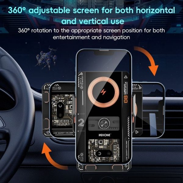 WEKOME WP-U208 15W Mechanical Transparent Wireless Charging Car Holder (Black) - Image 5