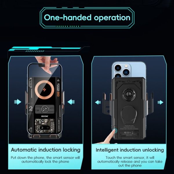 WEKOME WP-U208 15W Mechanical Transparent Wireless Charging Car Holder (Black) - Image 7