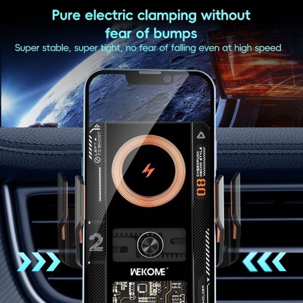 WEKOME WP-U208 15W Mechanical Transparent Wireless Charging Car Holder (Black) - Image 9