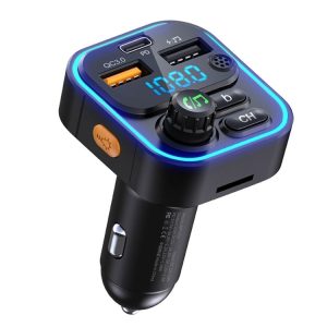 WEKOME WP-C52 Pop Digital Series MP3 Wireless Fast Charging Car Charger (Black)
