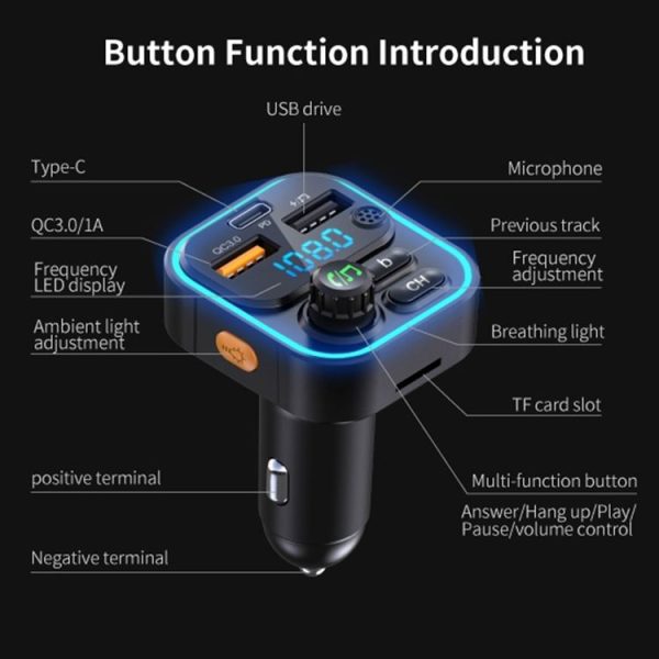 WEKOME WP-C52 Pop Digital Series MP3 Wireless Fast Charging Car Charger (Black) - Image 11