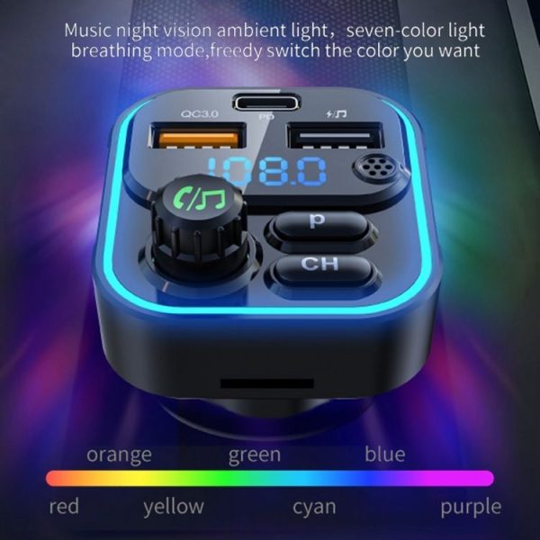 WEKOME WP-C52 Pop Digital Series MP3 Wireless Fast Charging Car Charger (Black) - Image 3