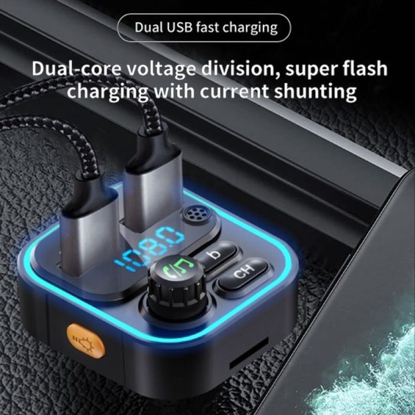 WEKOME WP-C52 Pop Digital Series MP3 Wireless Fast Charging Car Charger (Black) - Image 4