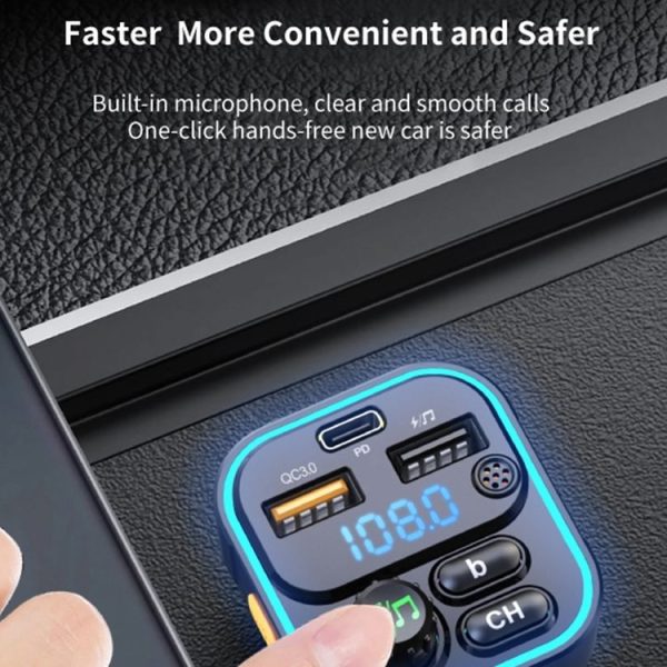WEKOME WP-C52 Pop Digital Series MP3 Wireless Fast Charging Car Charger (Black) - Image 7