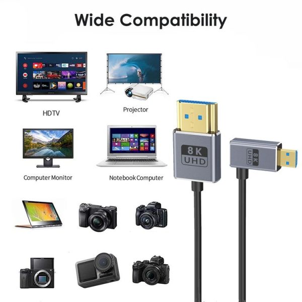 60cm Coaxial Micro HDMI to HDMI 8K UHD 48Gbps Video Connection Cable, Style: Right Elbow - Image 4