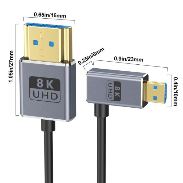 1.2m Coaxial Micro HDMI to HDMI 8K UHD 48Gbps Video Connection Cable, Style: Right Elbow - Image 2