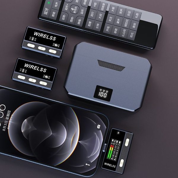 SX66 1 TX + 2 RX Lavalier Wireless Microphone with Digital Charging Box / Remote Control - Image 4