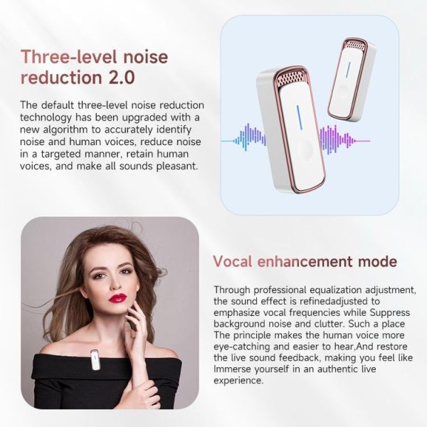 SX88 1 TX + 2 RX Smart Noise Reduction Lavalier Wireless Microphone, Specification: Type-C (Rose Gold) - Image 6