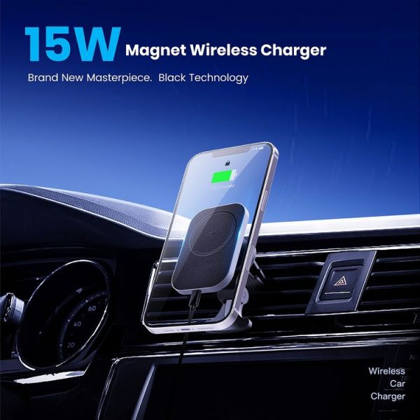 CW12 15W Max QI Standard Magnetic Wireless Charging Car Holder (Black) - Image 2