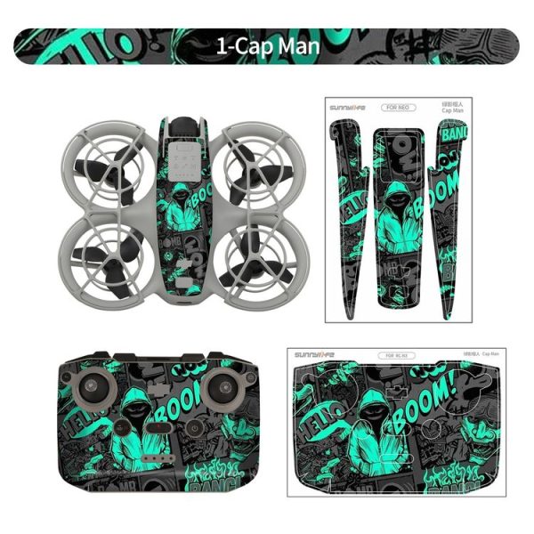 DJI Neo Drone Body Remote Control Protective Sticker (Green Hat Man) - Image 3