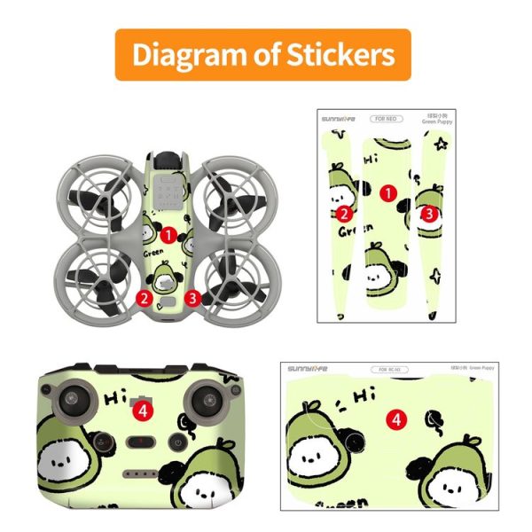 DJI Neo 2pcs Combo Drone Body Protective Stickers (Green Hat Man + Cute Ducks) - Image 7