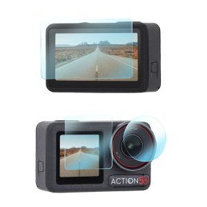 DJI Osmo Action 5 Pro Sunnylife 3 in 1 Lens Protector Front and Rear Screen Tempered Glass Films, Quantity: 1 + 1 + 1 Sets