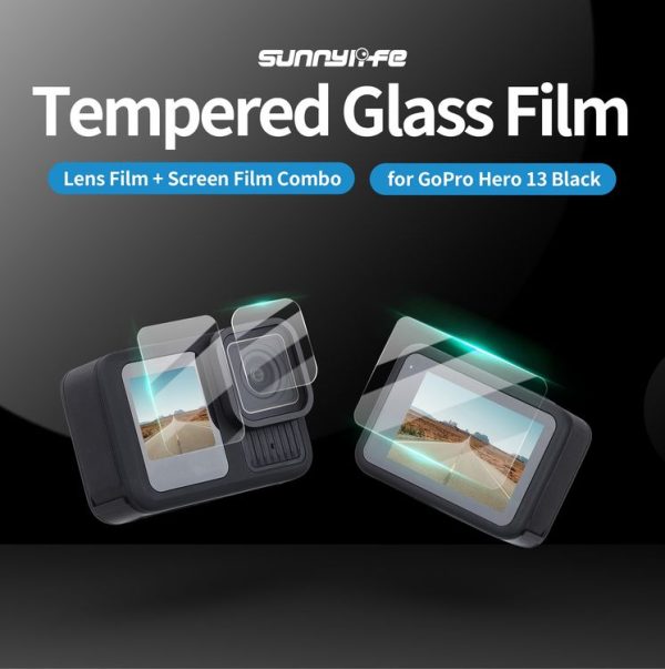 GoPro HERO13 Black Sunnylife 3 in 1 Lens Protector Front and Rear Screen Tempered Glass Films, Quantity: 1 + 1 + 1 Sets - Image 2