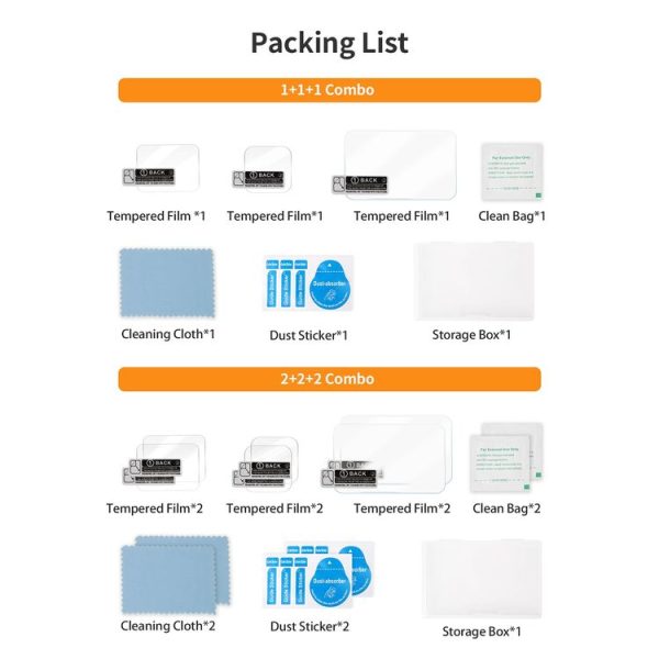 GoPro HERO13 Black Sunnylife 3 in 1 Lens Protector Front and Rear Screen Tempered Glass Films, Quantity: 1 + 1 + 1 Sets - Image 8