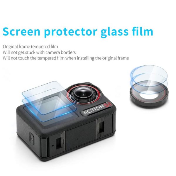 DJI Osmo Action 5 Pro STARTRC 3 in 1 Lens Protector Front and Rear Screen Tempered Glass Films (2 Sets) - Image 5