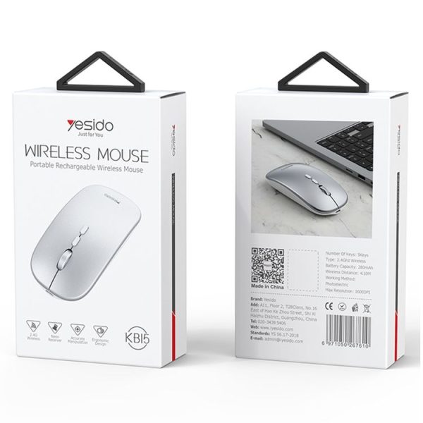 Yesido KB15 Slim 2.4G Rechargeable Wireless Optical Mouse (White) - Image 10