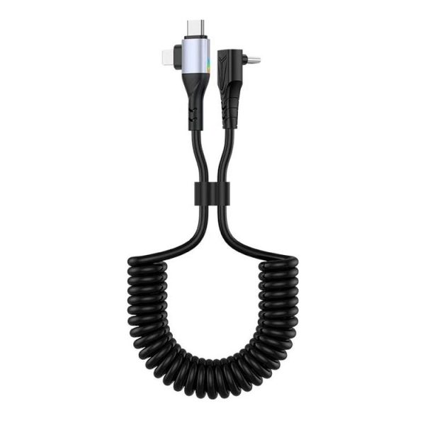 LeadingIdeal L9 / L8 / L7 / L6 PD65W Type-C Elbow to Type-C, 8 Pin Spring Charging Cable (Black)