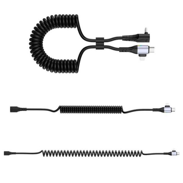 LeadingIdeal L9 / L8 / L7 / L6 PD65W Type-C Elbow to Type-C, 8 Pin Spring Charging Cable (Black) - Image 2