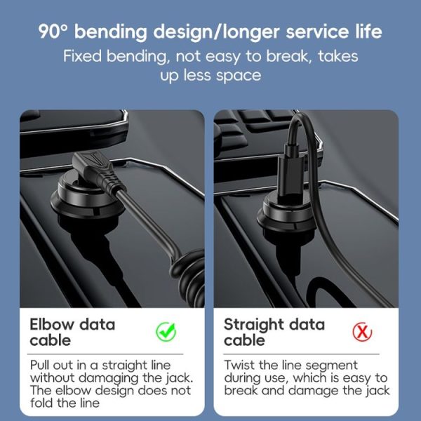 LeadingIdeal L9 / L8 / L7 / L6 PD65W Type-C Elbow to Type-C, 8 Pin Spring Charging Cable (Black) - Image 3