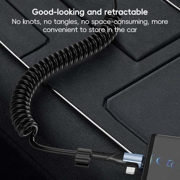 LeadingIdeal L9 / L8 / L7 / L6 PD65W Type-C Elbow to Type-C, 8 Pin Spring Charging Cable (Black) - Image 4