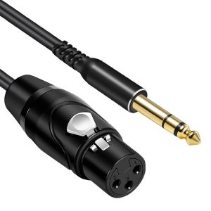 6.35mm to XRL Canon Female Dual Channel Microphone Audio Cable, Length: 1m (Black)