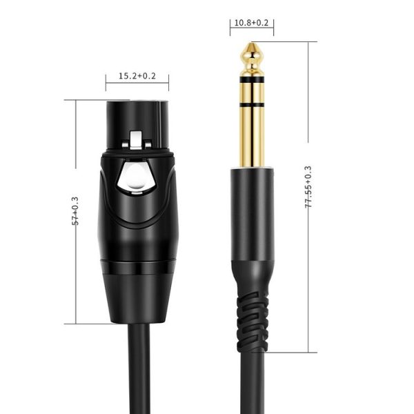 6.35mm to XRL Canon Female Dual Channel Microphone Audio Cable, Length: 1m (Black) - Image 3