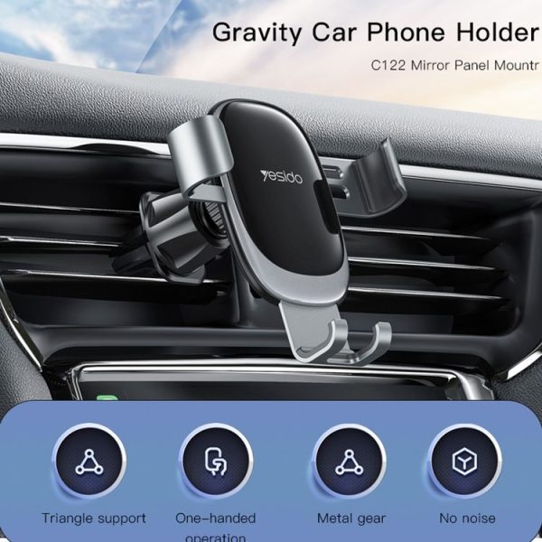 Yesido C122 Car Air Outlet Gravity Clamp Arm Mobile Phone Holder (Black) - Image 2