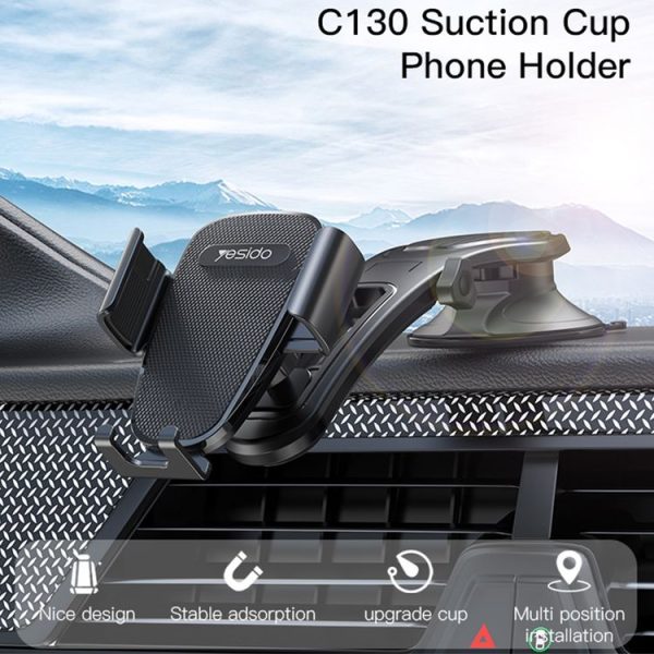 Yesido C130 Car Dashboard Suction Cup Type Mobile Phone Holder (Black) - Image 2