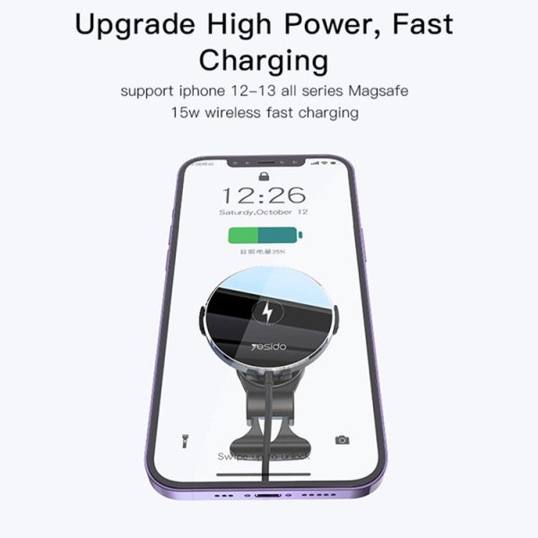 Yesido C131 Detachable 15W Magsafe Magnetic Car Air Outlet Wireless Charger (Black) - Image 3