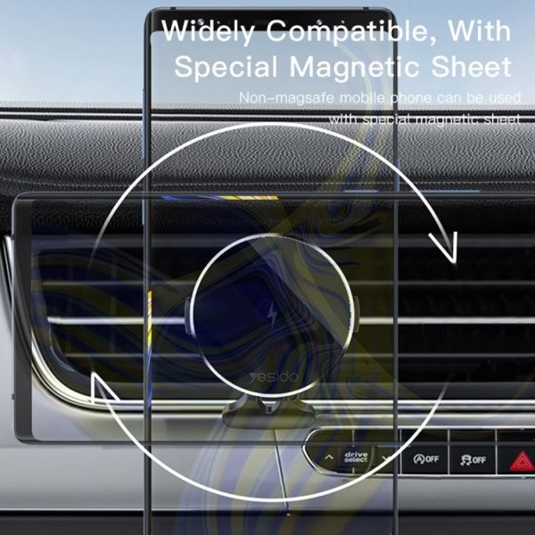 Yesido C131 Detachable 15W Magsafe Magnetic Car Air Outlet Wireless Charger (Black) - Image 4