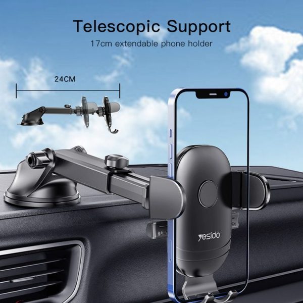 Yesido C138 Free Stretch Rod Suction Cup Car Holder (Black) - Image 7