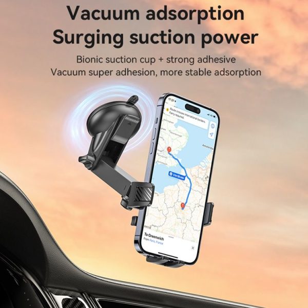 Yesido C267 Suction Cup Gravity Clamp Car Phone Holder (Black) - Image 5