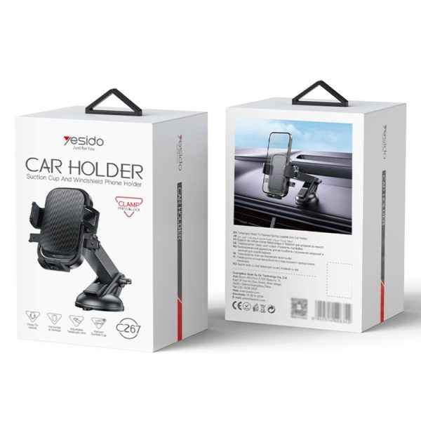 Yesido C267 Suction Cup Gravity Clamp Car Phone Holder (Black) - Image 7