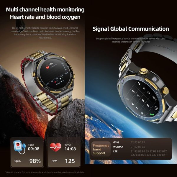 T7 1.508 inch 4G LTE Android 10 Smart Watch, 6GB+128GB, MTK6762 Octa Core, Support Heart Rate / Blood Oxygen (Gold) - Image 10
