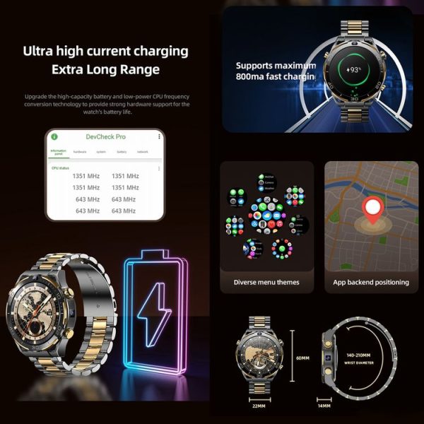 T7 1.508 inch 4G LTE Android 10 Smart Watch, 6GB+128GB, MTK6762 Octa Core, Support Heart Rate / Blood Oxygen (Gold) - Image 11