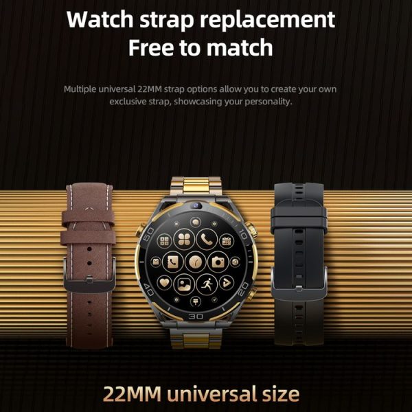 T7 1.508 inch 4G LTE Android 10 Smart Watch, 6GB+128GB, MTK6762 Octa Core, Support Heart Rate / Blood Oxygen (Gold) - Image 9