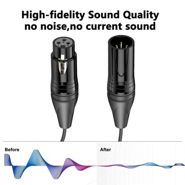XLR 3 Pin Male to XLR 3 Pin Female Audio Microphone Balanced Shielded Coiled Pure Copper Cable, Length: 0.5m - Image 3