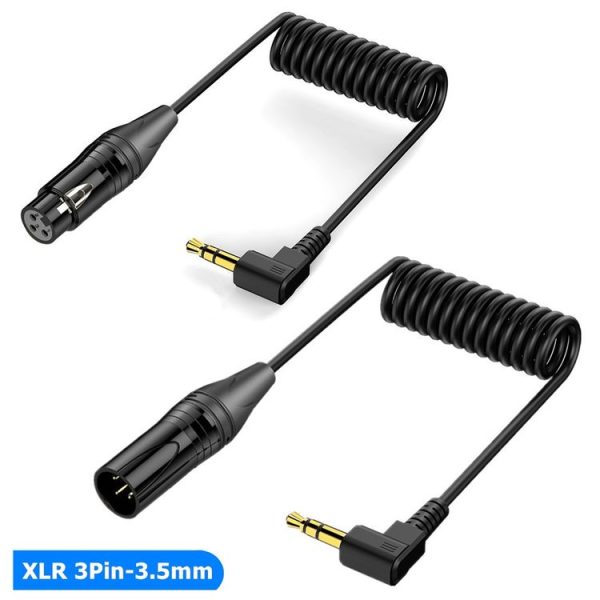 3.5mm to XLR Male Gold Plated Connector Copper Core Right Angle Coiled Audio Cable, Length: 0.5m - Image 3