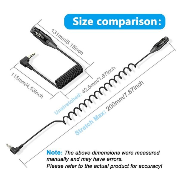 3.5mm to XLR Male Gold Plated Connector Copper Core Right Angle Coiled Audio Cable, Length: 0.5m - Image 4